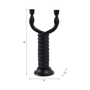 <b>Black</b> Twisted Rope Design <b>Candlestick</b> <b>Holder</b> Home Decoration Durable - Product Image 2