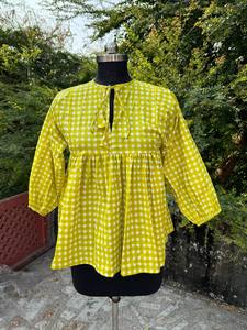 Vestido tipo túnica con cuello redondo y estampado de algodón para mujer, vestido corto informal, túnica de verano de algodón ligera y transpirable - Product Image 2