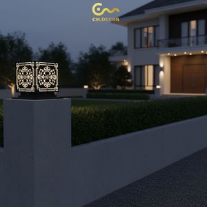 Lampe décorative florale LED pour poteau de portail Vietnam CM Decor Extérieur Villa Jardin Noir E27 IP65 Support Colonne en Acier AC 220V (±10%) - Product Image 3