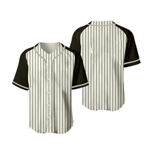 Maillot de baseball rayé blanc pour homme avec manches noires, boutons sur le devant, tissu polyester respirant et anti-humidité, vêtements de sport - Product Image 4