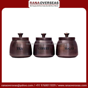 Elegant Copper Coffee Sugar and <b>Tea</b> <b>Canister</b> <b>Set</b> of 3 Antique Copper Finished Available in Multiple Designs and Sizes - Product Image 3