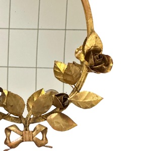 <b>Oval</b> Brass <b>Mirror</b> With Gold Rose Frame Handmade Wall Decor Traditional Style - Product Image 2