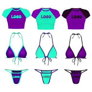 Ensemble bikini femme sexy, haut triangle dos nu, string, maillot de bain 2 pièces, uni, écologique, respirant, anti-UV, séchage rapide - Product Image 4