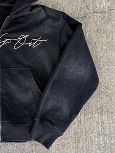 Custom Vintage Washed Rhinestone <b>Zip</b> Up Hoodie Oversized Streetwear Graphic Print Full <b>Zip</b> <b>Hooded</b> Sweatshirt Unisex Fashion Hood - Product Image 3