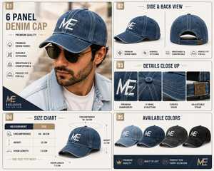Gorra de Béisbol de Mezclilla Elegante y Moderna, 6 Paneles, Ajustable con Hebilla Metálica, Unisex, Casual, 100% Algodón, con Pedrería, Talla Única - Product Image 6