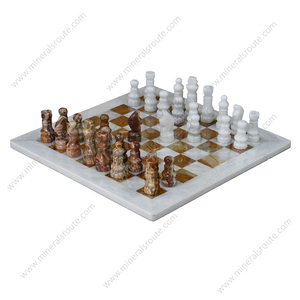 Best Heavy-Duty Eco-Friendly Onyx <b>Marble</b> Chess Set For Adults High Quality Handmade White <b>Marble</b> and Multi-Green Onyx Chess Set - Product Image 2