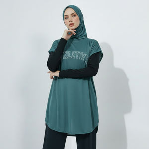 Conjunto Deportivo Modesto para Mujeres Musulmanas, Vestido Atlético Holgado y Largo, Túnica Transpirable para Gimnasio, Ejercicio, Fitness, Yoga, Uso Diario Activo - Product Image 1