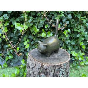 Sculpture de chat sauvage en bronze coulé à la main, décoration de jardin extérieur, figurine de chat en métal, petite taille et personnalisable - Product Image 5