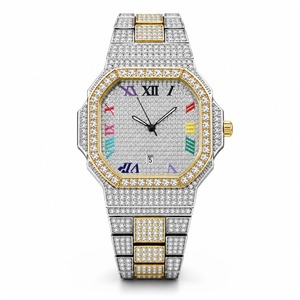Reloj de Lujo Unisex con Incrustaciones de Diamantes, Caja de Acero Inoxidable, Esfera Analógica, Cristal de Zafiro, Visualización de Fecha, Caja Poligonal de 41 mm, Cuarzo - Product Image 4