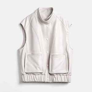 Chaleco de Cuero Genuino para Mujer, Estilo 2026, Calidad Confiable, Lona Impermeable, Triple Botonadura, Colores Personalizados, Logotipo, Alta Calidad - Product Image 3