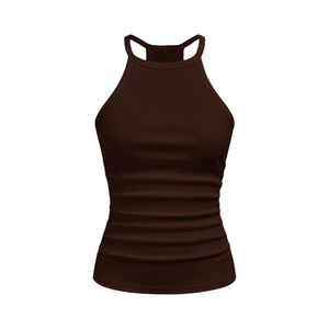 Débardeur côtelé à col rond et dos nageur pour femme, taille XS, en Spandex/Polyester, séchage rapide, respirant, décontracté, pour l'été et l'entraînement - Product Image 3