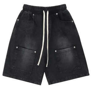 New Purple Corduroy Cargo Shorts Mid Waist Drawstring Loose Fit Solid Color Casual Women's Shorts Breathable Stonewashed Shorts - Product Image 4