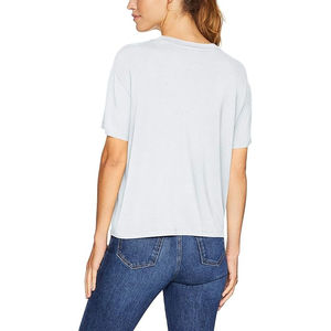 T-shirt en coton pour femme, taille XL, écologique, manches courtes, col rond, coupe classique, imprimé, style streetwear, avec tissu en denim, toile et tissu éponge - Product Image 2