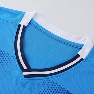 Men's Blue Striped Soccer Jersey Set Short Sleeve V-Neck Moisture Wicking Polyester Adult All Seasons Sublimated Print - Product Image 6