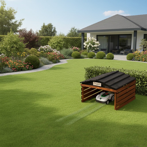 Caseta de Almacenamiento para Jardín Portátil de Madera de Acacia Ecológica para Exteriores con Placa de Identificación de Madera Contrachapada y Acabado en Aceite - Product Image 5
