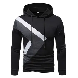 Sweat-shirt à capuche pour homme, coupe ajustée, tricoté, style décontracté, color block, pour l'automne, noir, gris, blanc, 2027 - Product Image 5