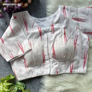 Blusa de algodón Ikkat de la mejor calidad con diseño estampado, lista para usar, con cuello en V y cierre frontal acolchado, colección del fabricante de Surat. - Product Image 3