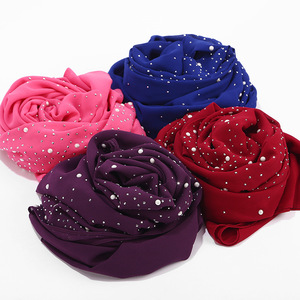 Women's Chiffon <b>Shawl</b> with Rhinestone Dot Pattern Breathable Daily Wear Scarf Gray Muslim Women Ethnic Hijab Friendly - Product Image 2