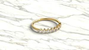 Elegant 18K Gold Staggered Round Diamond Ring Scattered Cluster Wedding Band Stackable Minimalist Bridal Ring Fine Jewelry Women - Product Image 3