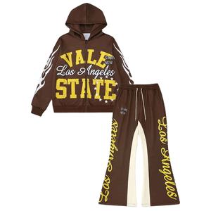 Survêtements hommes dtg dtf imprimer sweat à capuche zippé joggers deux pièces tenue de sport décontractée athlétique slim fit survêtement de course 2025 - Product Image 1