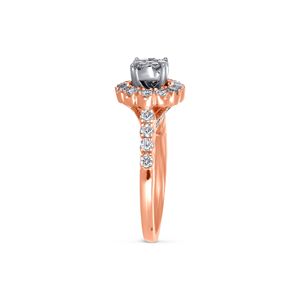 Anillo de Diamantes Florales en Oro Rosa Premium para Mujer, Corte Redondo Brillante, Diseño de Halo, Regalo de Compromiso o Aniversario - Product Image 4
