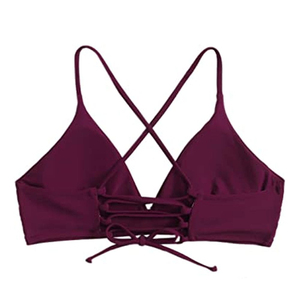 Conjunto de bikini de dos piezas para mujer, top cruzado con cuello halter y estampado de plantas, traje de baño - Product Image 2