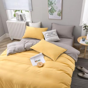 Ensemble de housse de couette 4 pièces gris uni de qualité supérieure, literie douce et réversible pour la maison - Product Image 3