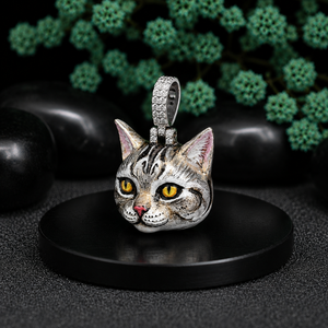 Colgante de Cabeza de Gato de Plata 925 de Lujo con Diamantes, Collar con Forma de Animal, Joyería Unisex para Uso Diario - Product Image 4