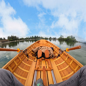 Bateau à rames en bois Whitehall de 12 pieds avec renfort en gelcoat et pagaie pour lac (option siège coulissant) (375Lx104Wx68H Cm) - Product Image 3