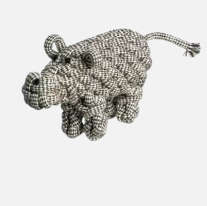 Divine International's Hand-Knot Artisan <b>Rope</b> Dog Toy Durable and Safe Play Featuring a Cartoon Rhino and Soft Style - Product Image 3