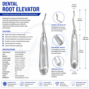 AL MIDA HEALTH CARE INSTRUMENTS Elevador de Raíces Cryer de Acero Inoxidable, Instrumento Dental Manual con Certificación CE para Extracción Dental - Product Image 6