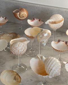 Gobelet à vin en verre artisanal en coquillage naturel pour la décoration de la maison, thème classique, vaisselle - Product Image 1