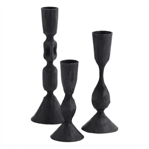 Tapered Design <b>Black</b> Finish Iron <b>Candlestick</b> Holders for Home Wedding Holiday Decoration Tabletop Handmade Candle Holders - Product Image 3