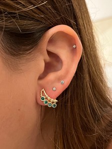 Gold Plated Vintage Crown Stud Earrings with Diamond Bezel Set IGI Certified Women's Party & Everyday Wear Jewelry - Product Image 4