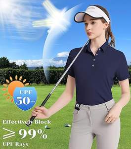 Camiseta de polo deportiva para mujer, de manga corta, transpirable, con protección solar y elástica en cuatro direcciones, precio de fábrica al por mayor. - Product Image 2