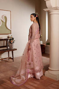 Elegant <b>Pink</b> Embroidered <b>Organza</b> Evening Gown Full Sleeve Floor-Length <b>Dress</b> For Wedding Party Wear Evening <b>Dresses</b> By AA-IMPEX - Product Image 3