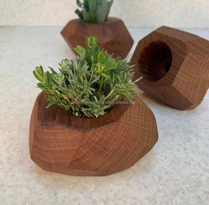 Maceta de madera bellamente elaborada para jardín doméstico u oficina Macetas y macetas versátiles - Product Image 5