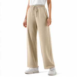 Pantalones de chándal acampanados de forro polar para mujer, estilo urbano, para correr, de pierna ancha, tipo pijama - Product Image 1