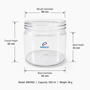 Pot cosmétique en plastique transparent de 350 ml à large ouverture pour beurre corporel, crème, gommage – Fabricant au Vietnam - Product Image 2