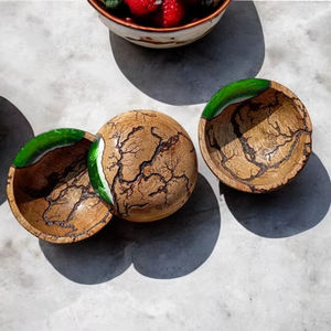 Cuenco grande de madera con base elevada, cuenco de madera para servir aperitivos y frutas, cuenco de madera en venta, suministros para cocina y restaurante - Product Image 1