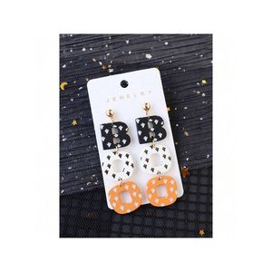 Divertenti e Carini Orecchini BOO con Stampa Fantasma di Halloween, in Acrilico e Argilla Polimerica, per Feste e Regali Festivi, Accessorio Divertente - Product Image 6