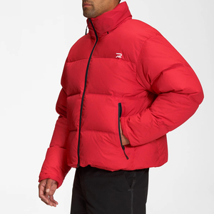 Chaqueta Acolchada Roja para Hombre, Cuello Alto, Cierre de Cremallera, Resistente al Viento, Relleno de Poliéster, Abrigo Casual de Invierno, Largo Regular - Product Image 3