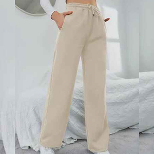 Pantalones Anchos de Cintura Alta para Mujer, Estilo Casual de Otoño, Color Sólido, Corte Holgado, Largos, Cintura Elástica, Fibra de Bambú y Algodón Transpirable - Product Image 4
