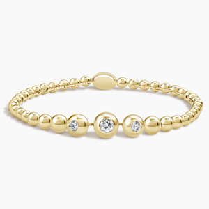 Bracelet à maillons perlés serti de diamants - Product Image 1
