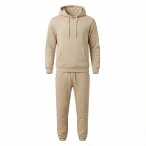Ensemble de survêtement à capuche pour homme, couleur unie, manches longues, sweat-shirt et pantalon décontractés, en coton respirant, vêtements d'automne - Product Image 1