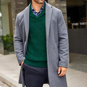 Men's Green Knitted <b>Argyle</b> Pattern Pullover <b>Sweater</b> Full Sleeve Regular Fit Autumn Wear - Product Image 5