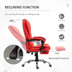 Sedia da Ufficio Direzionale Reclinabile con Schienale Alto, Base in Nylon, Braccioli e Poggiapiedi, Certificata BIFMA, Sedia Girevole Rossa - Product Image 5
