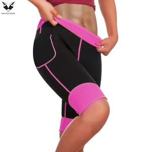 Shorts de Yoga de Cintura Alta para Mujer, 3 Capas de Neopreno, Shorts de Compresión para Entrenamiento, Color Negro con Detalles Rosas - Product Image 2