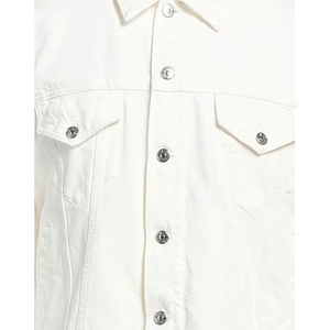 White Color 100% Cotton Coated <b>Denim</b> <b>Jacket</b> Men's Front Pockets Decoration Covered Button Closure High Street Fashion - Product Image 4