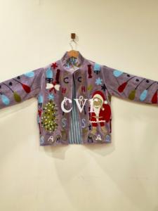 Purple Mandarin Collar Embroidered Velvet Jacket Full Sleeve Hand Embroidery Letter Pattern Casual Outerwear Autumn Wear - Product Image 2